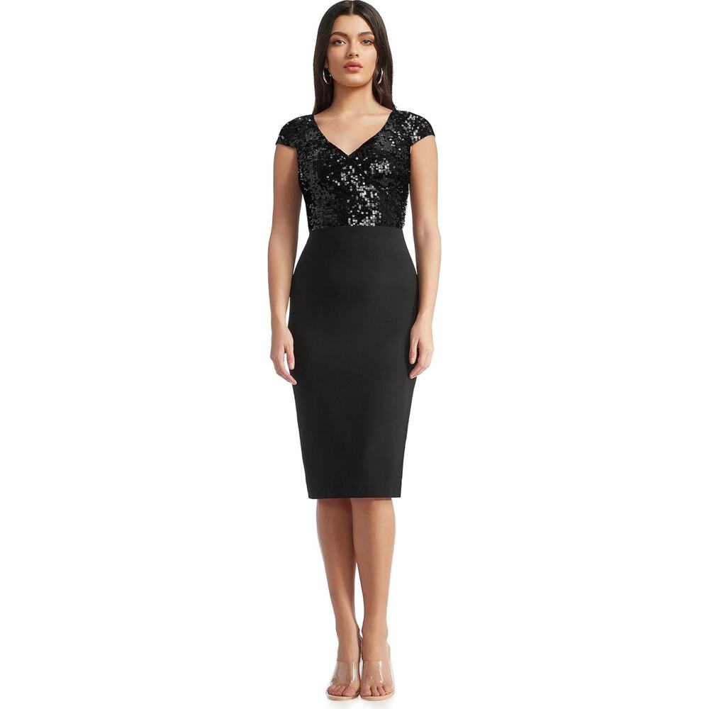 Dress The Population Jaleah Bodycon Sequin Midi Dress Black Size XL Short sleeve - Picture 12 of 14